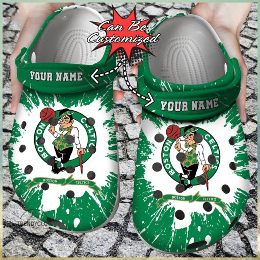 Celebrate Court Heroes Personalized Boston Celtics Basketball Clog Shoes