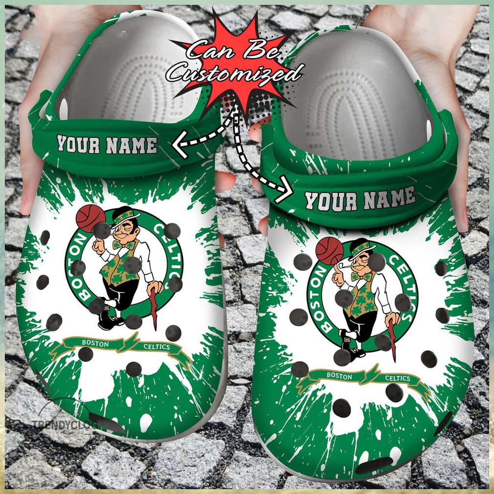 Celebrate Court Heroes Personalized Boston Celtics Basketball Clog Shoes Celebrate Court Heroes Personalized Boston Celtics Basketball Clog Shoes