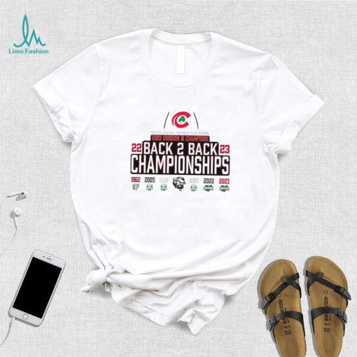 Central Catholic football 2023 Division III Champions back 2 back shirt
