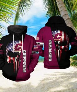 Central Michigan Chippewas NCAA US Flag Skull 3D Printed Hoodie