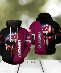 Central Michigan Chippewas NCAA US Flag Skull 3D Printed Hoodie