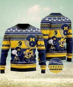 Charlie Brown And Snoopy Michigan Wolverines Ugly Christmas Sweater 3D Printed