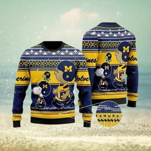 Charlie Brown And Snoopy Michigan Wolverines Ugly Christmas Sweater 3D Printed