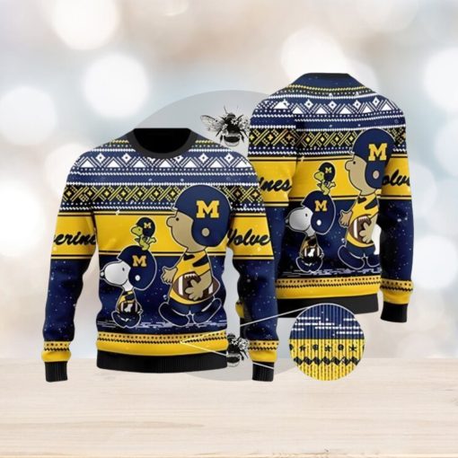 Charlie Brown And Snoopy Michigan Wolverines Ugly Christmas Sweater 3D Printed