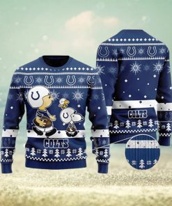 Charlie Brown Indianapolis Colts Snoopy Ugly Christmas Sweater 3D Printed Men And Women Holiday Gift Full Over Print