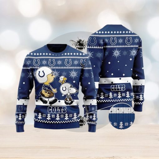 Charlie Brown Indianapolis Colts Snoopy Ugly Christmas Sweater 3D Printed Men And Women Holiday Gift Full Over Print