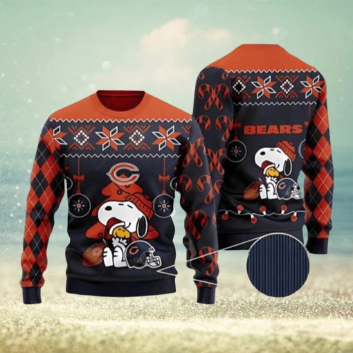 Charlie Brown Snoopy Chicago Bears Ugly Christmas Sweater 3D Printed Men And Women Holiday Gift