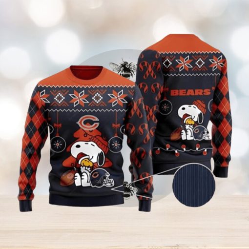 Charlie Brown Snoopy Chicago Bears Ugly Christmas Sweater 3D Printed Men And Women Holiday Gift