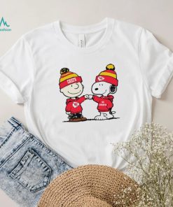 Charlie Brown and Snoopy NFL Kansas City Chiefs football go Chiefs cartoon shirt