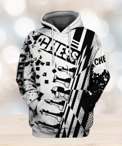 Chess Play Game Black And White 3d All Over Print Hoodie