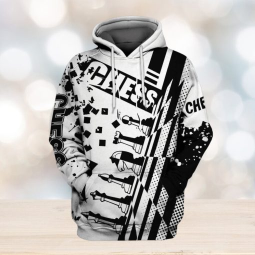 Chess Play Game Black And White 3d All Over Print Hoodie