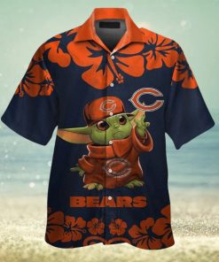 Chicago Bears Baby Yoda Short Sleeve Button Up Tropical Hawaiian Shirt