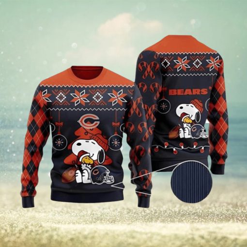 Chicago Bears Charlie Brown Snoopy Hug Woodstock Ugly Christmas Sweater 3D Printed Men And Women Holiday Gift