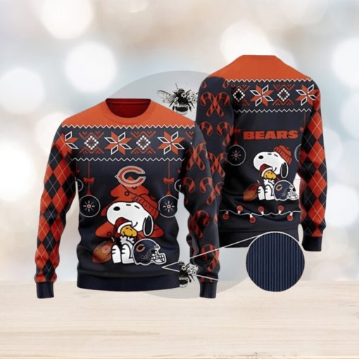 Chicago Bears Charlie Brown Snoopy Hug Woodstock Ugly Christmas Sweater 3D Printed Men And Women Holiday Gift