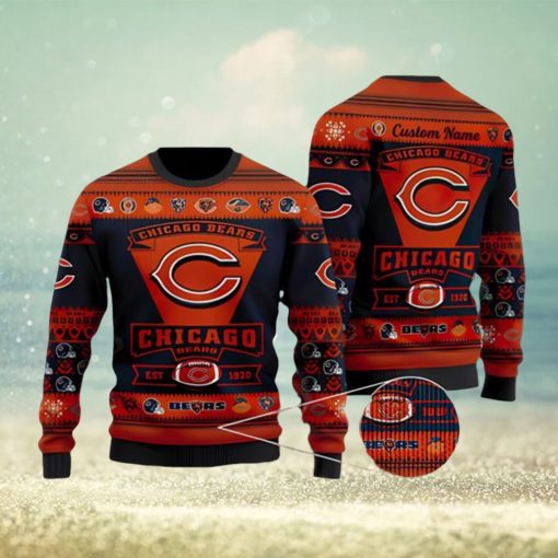 Chicago Bears Football Team Logo Christmas Gift All Over Print Ugly Christmas Sweater 3D Printed Men And Women Holiday Gift