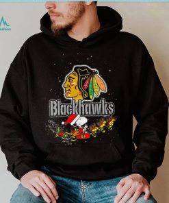 Chicago Blackhawks NHL Santa Snoopy and Woodstock Christmas T Shirt