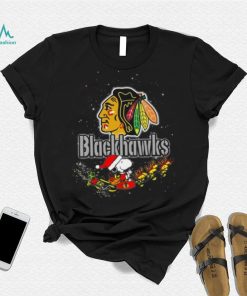 Chicago Blackhawks NHL Santa Snoopy and Woodstock Christmas T Shirt