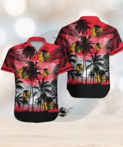 Chicago Blackhawks Short Sleeve Button Up Tropical Shirt Hawaiian Shirt