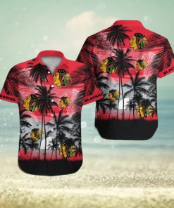 Chicago Blackhawks Short Sleeve Button Up Tropical Shirt Hawaiian Shirt