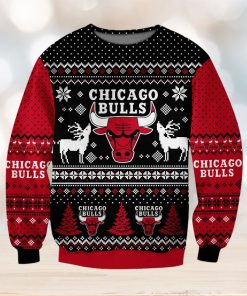 Chicago Bulls Christmas Print Crew Neck Pullover Sweater