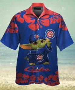 Chicago Cubs Baby Yoda Short Sleeve Button Up Tropical Hawaiian Shirt