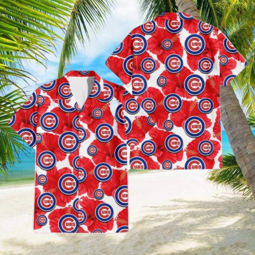 Chicago Cubs Big Red Hibiscus Lover 3D Hawaiian Shirt Summer Gift For Fans