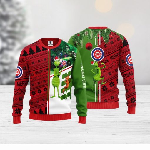 Chicago Cubs Grinch & Scooby doo Christmas Ugly Sweater 1