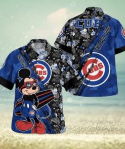 Chicago Cubs Mickey Mouse Floral Short Sleeve Hawaii Shirt