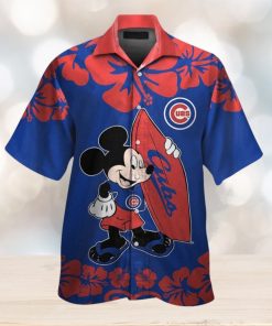 Chicago Cubs Mickey Mouse Short Sleeve Button Up Tropical Hawaiian Shirt