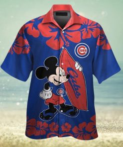 Chicago Cubs Mickey Mouse Short Sleeve Button Up Tropical Hawaiian Shirt