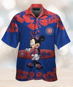 Chicago Cubs Minnie Mouse Short Sleeve Button Up Tropical Hawaiian Shirt