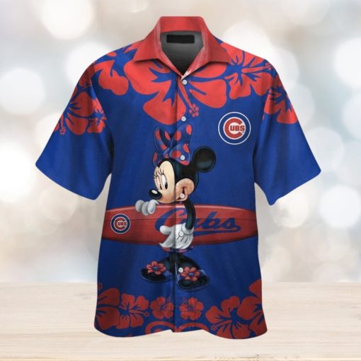 Chicago Cubs Minnie Mouse Short Sleeve Button Up Tropical Hawaiian Shirt