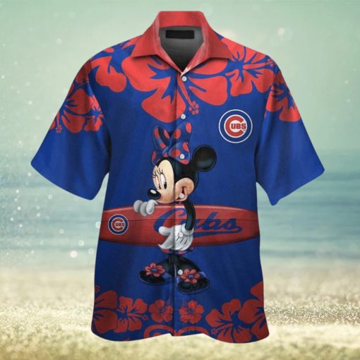 Chicago Cubs Minnie Mouse Short Sleeve Button Up Tropical Hawaiian Shirt