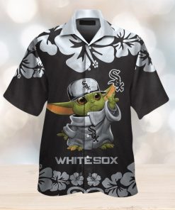 Chicago White Sox Baby Yoda Short Sleeve Button Up Tropical Hawaiian Shirt