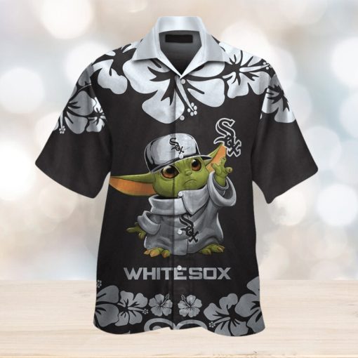 Chicago White Sox Baby Yoda Short Sleeve Button Up Tropical Hawaiian Shirt