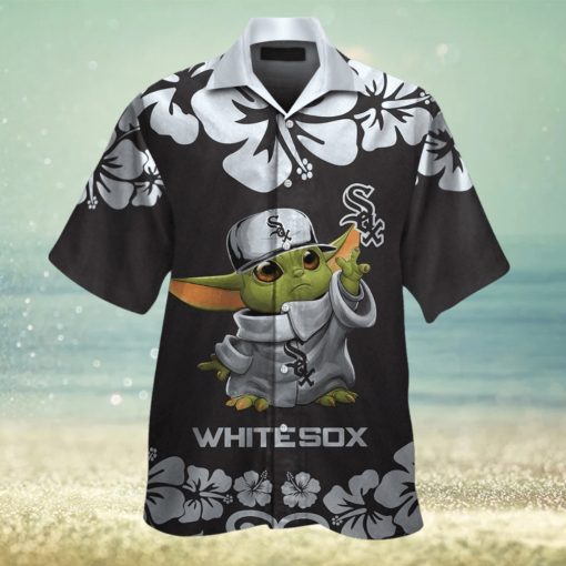 Chicago White Sox Baby Yoda Short Sleeve Button Up Tropical Hawaiian Shirt