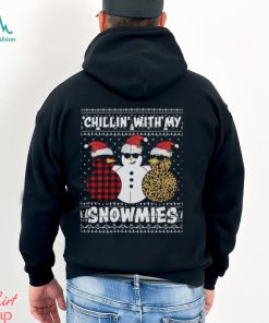 Chillin’ with my snowmies three snowman leopard ugly sweater design png shirt