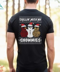 Chillin’ with my snowmies three snowman leopard ugly sweater design png shirt