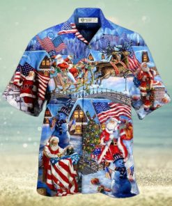 Christmas America Christmas Patriotic Santa Claus Hawaiian Shirt