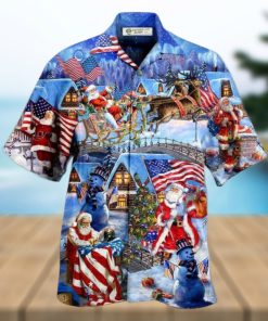 Christmas America Christmas Patriotic Santa Claus Hawaiian Shirt