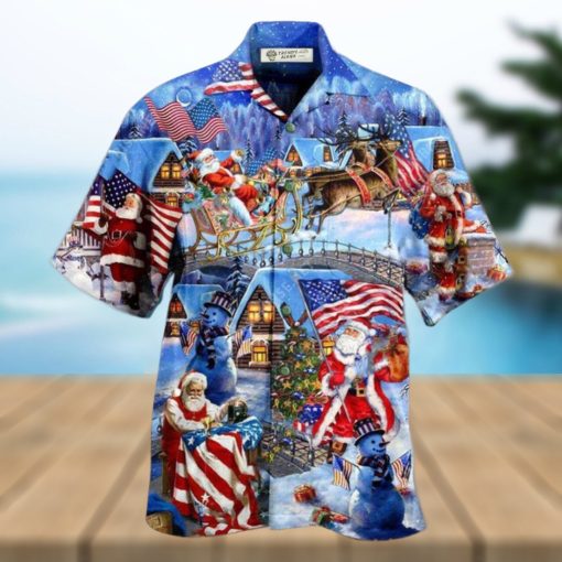 Christmas America Christmas Patriotic Santa Claus Hawaiian Shirt