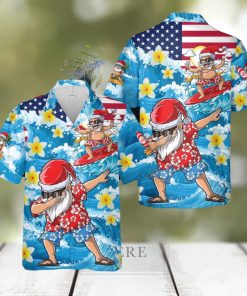 Christmas In July Dabbing Santa Surfing Beach Summer Funny Hawaiian Shirt Ideas Gift