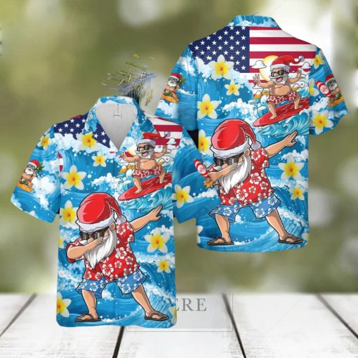 Christmas In July Dabbing Santa Surfing Beach Summer Funny Hawaiian Shirt Ideas Gift