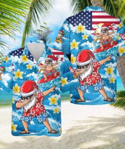 Christmas In July Dabbing Santa Surfing Beach Summer Funny Hawaiian Shirt Ideas Gift