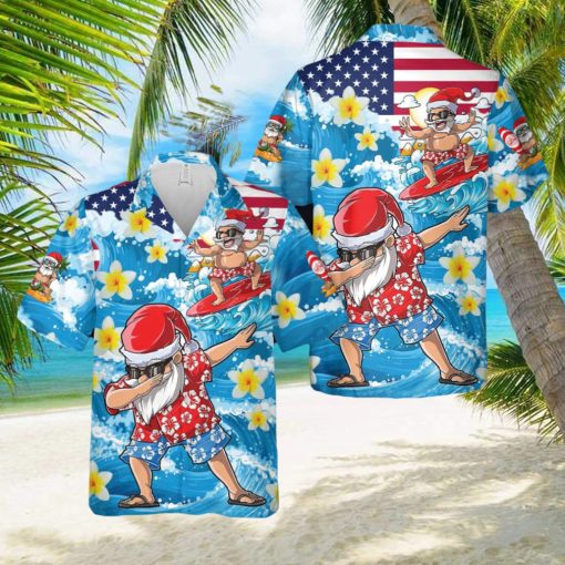 Christmas In July Dabbing Santa Surfing Beach Summer Funny Hawaiian Shirt Ideas Gift