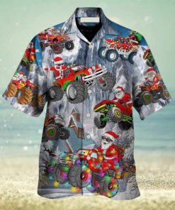 Christmas Santa Claus Riding Red Truck Hawaiian Shirt
