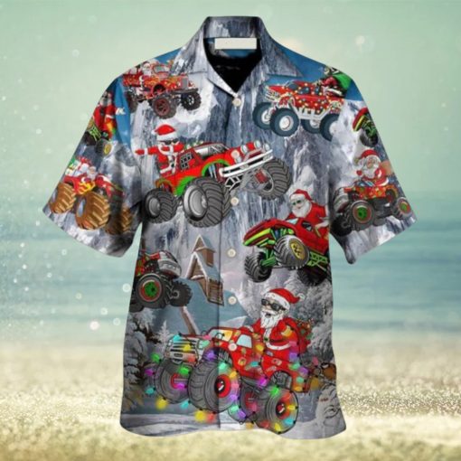 Christmas Santa Claus Riding Red Truck Hawaiian Shirt