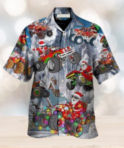 Christmas Santa Claus Riding Red Truck Hawaiian Shirt