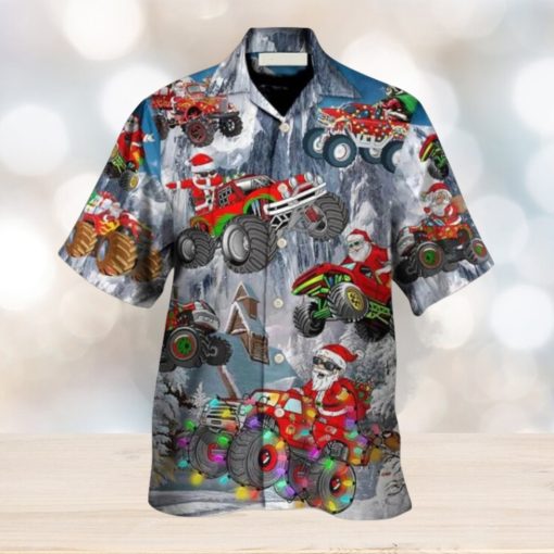 Christmas Santa Claus Riding Red Truck Hawaiian Shirt