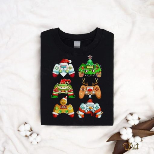 Christmas Santa Elf Gaming Controllers Snowman Boys Kids T Shirt